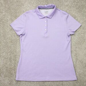 Puma Polo Shirt Womens Medium‎ Purple DryCell Golf Short Sleeve Pullover